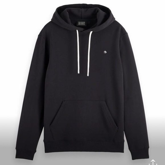 Scotch & Soda Black Hoodie with White Drawstrings